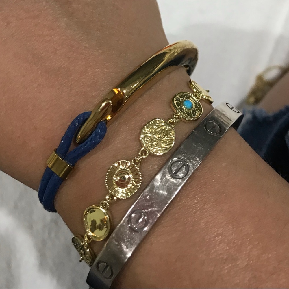 Gold and blue bracelet